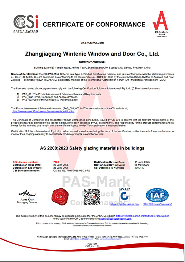 AS 22082023 Safety Glass Certification
